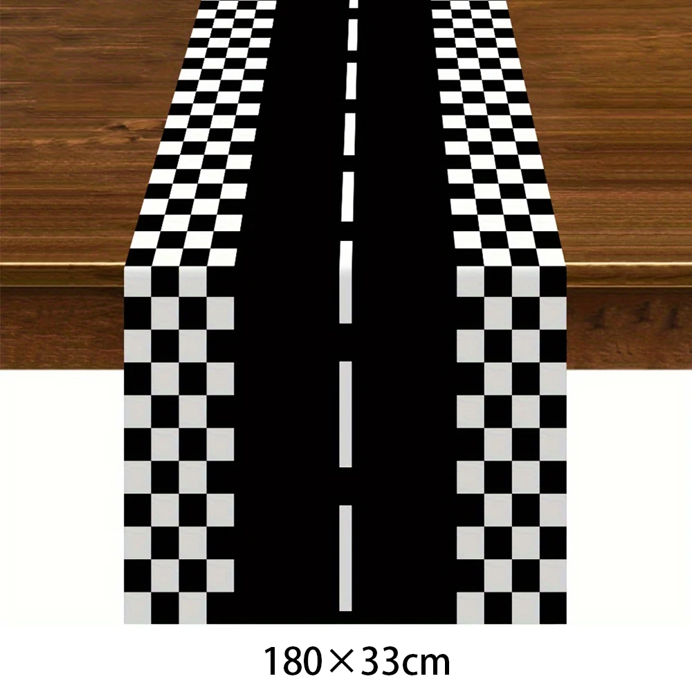 Racing Car Table Runner Tablecloths Table cover checkered flag racing road track kids Race Car Themed birthday Party Decoration