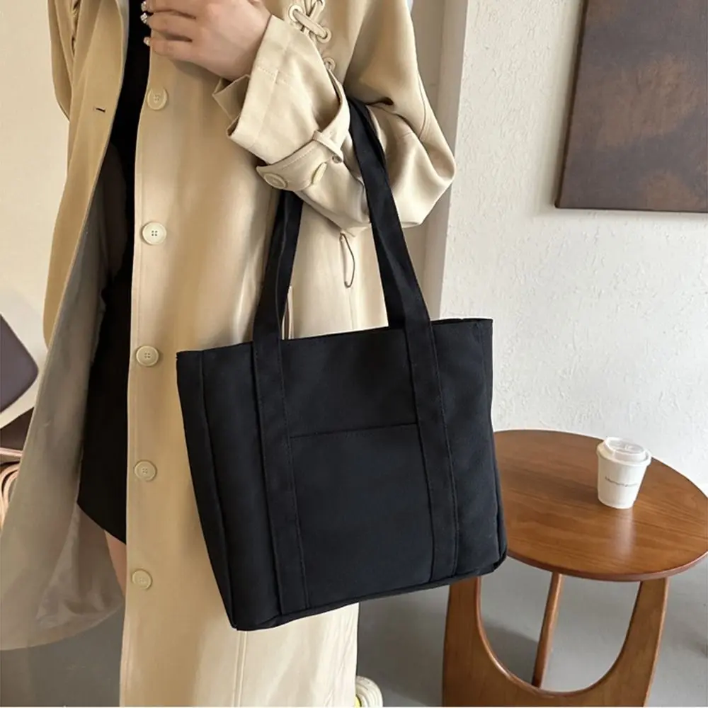 

Solid Color Large-capacity Canvas Bag Comfortable Handle Portable Single-shoulder Bag Blank Canvas Multi-functional