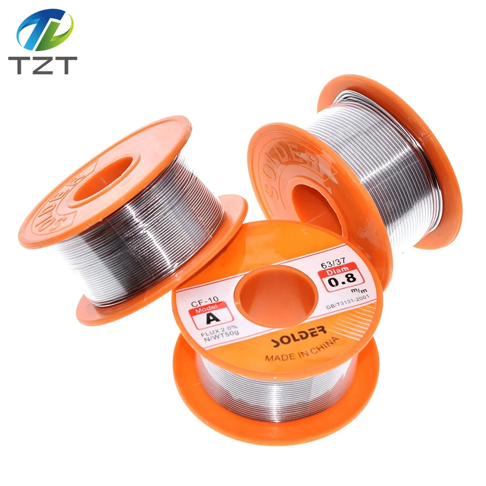 TZT Welding Wire 50g Tin Clean Rosin Core 0.6/0.8/1.0/1.2/1.5/2.0mm Iron Reel Flux 2%