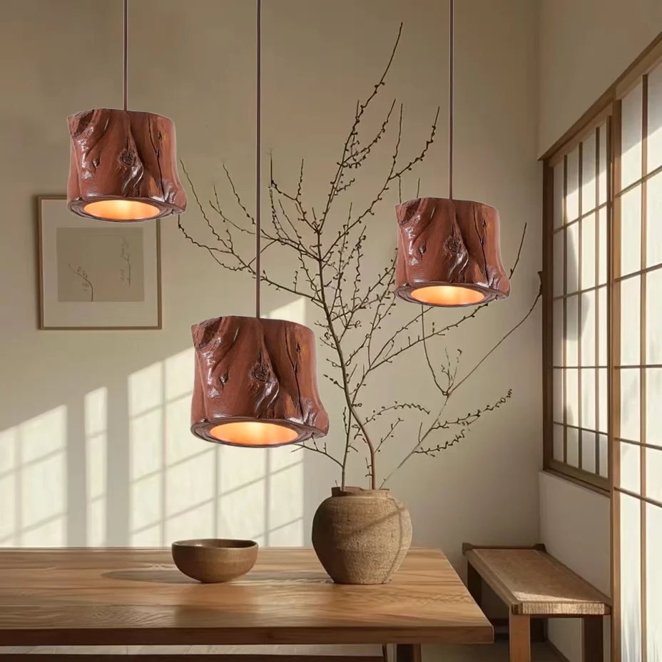 

Japanese walnut color tea room chandelier is suitable for traditional rural retro resin home life (excluding light bulbs).