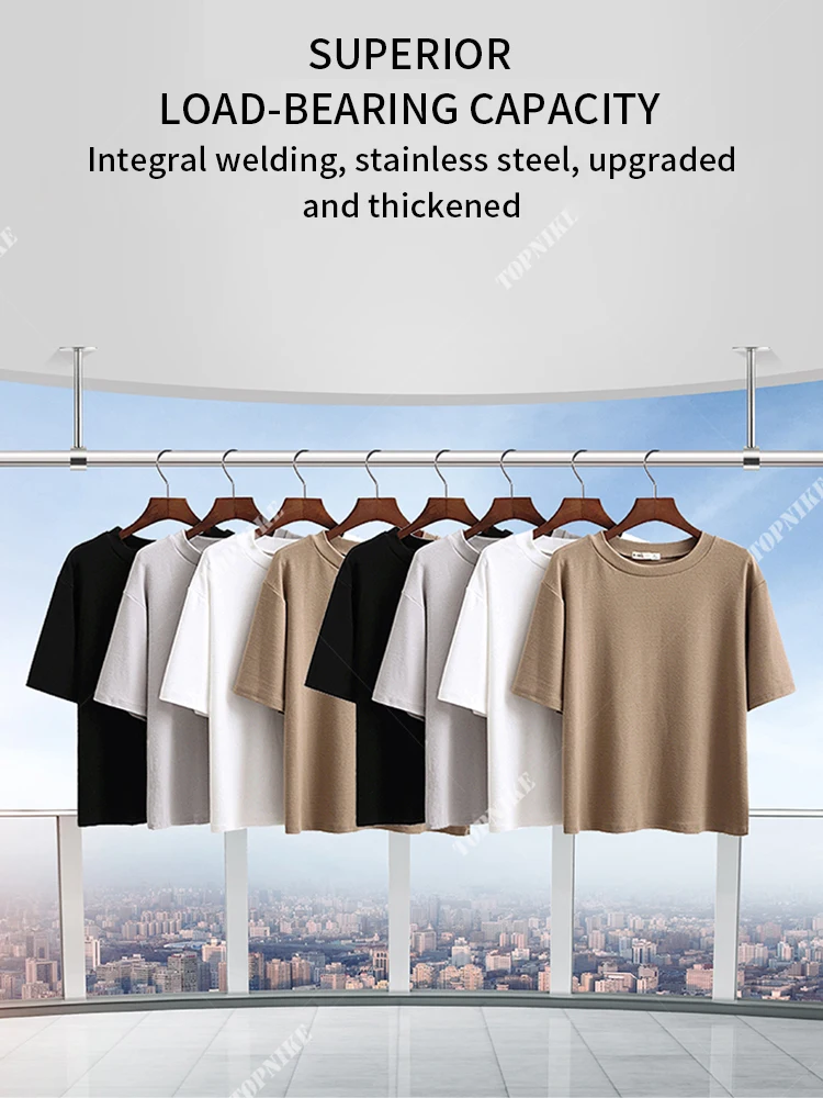 Flange Seat Wall Mounted Clothes Rack accessory for balcony drying rods Hanging Rod Bar for Closet Storage Room rods accessory