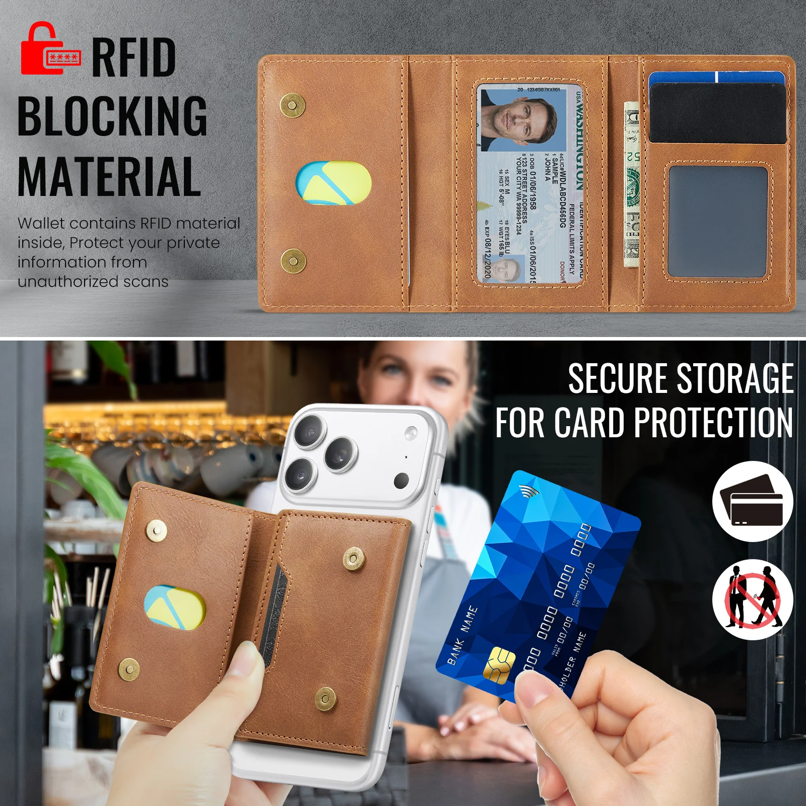 Multi-Slot MagSafe Geldbörse mit RFID-Blockierung und Magnetischem Kartenhalter für Smartphones – Detail 17