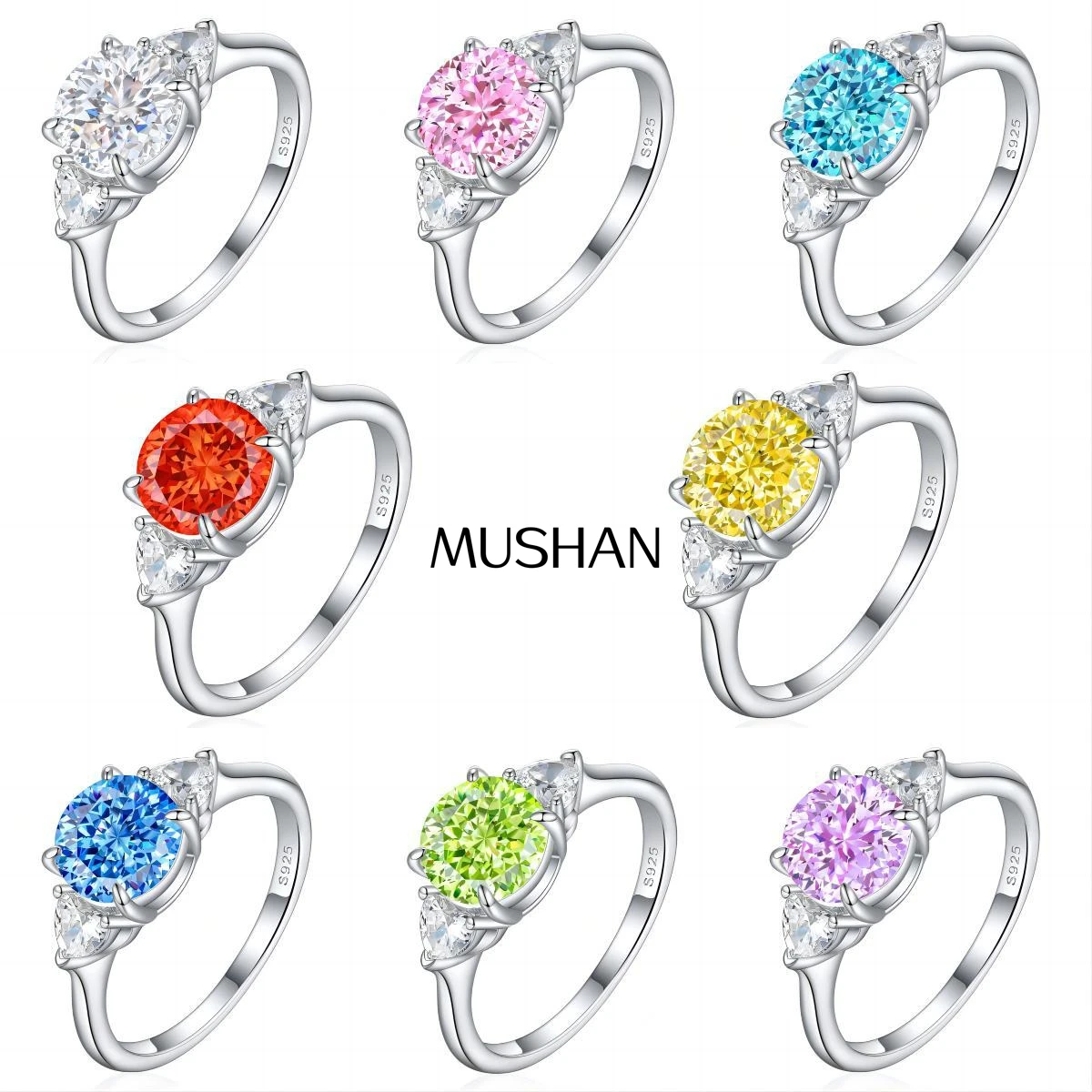 

MuShan Jewelry 925 Sterling Silver Ring Wedding Band High Carbon Diamond Vintage Style Premium Jewelry Women Rings Fine Jewelry