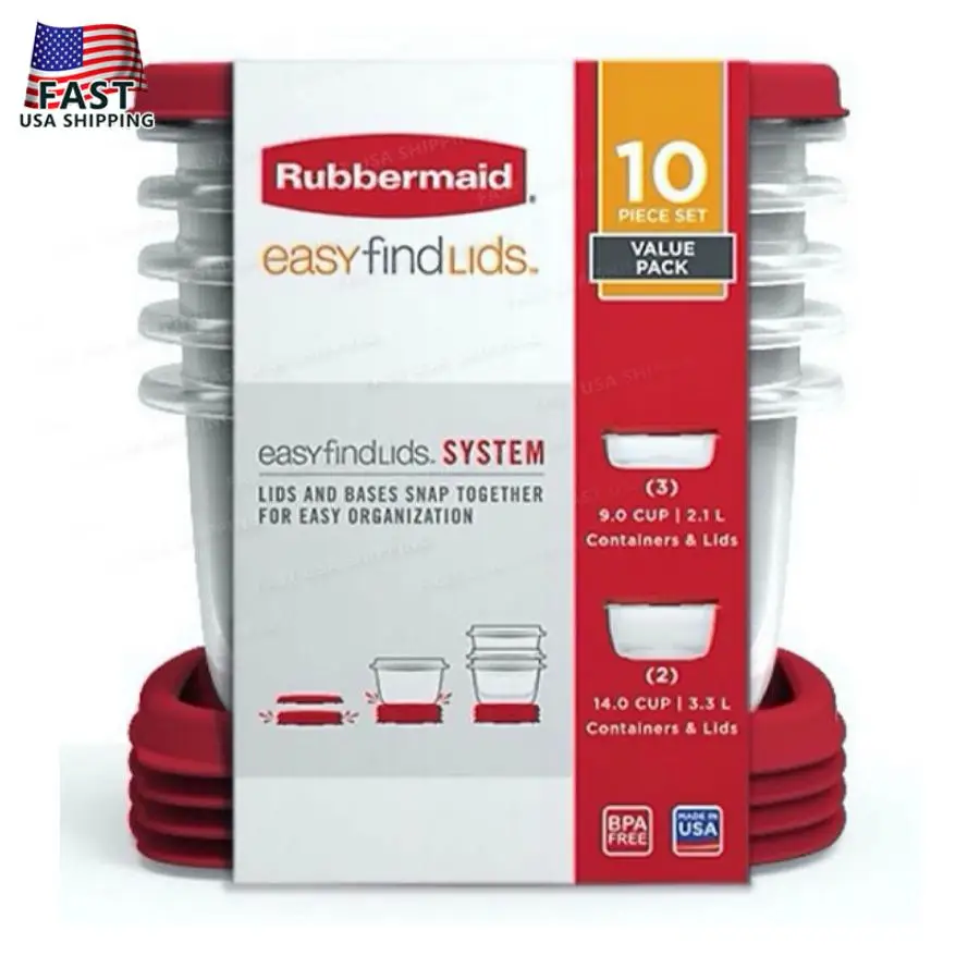 Rubbermaid Food Storage Containers 10-Piece Set with Easy Find Lids