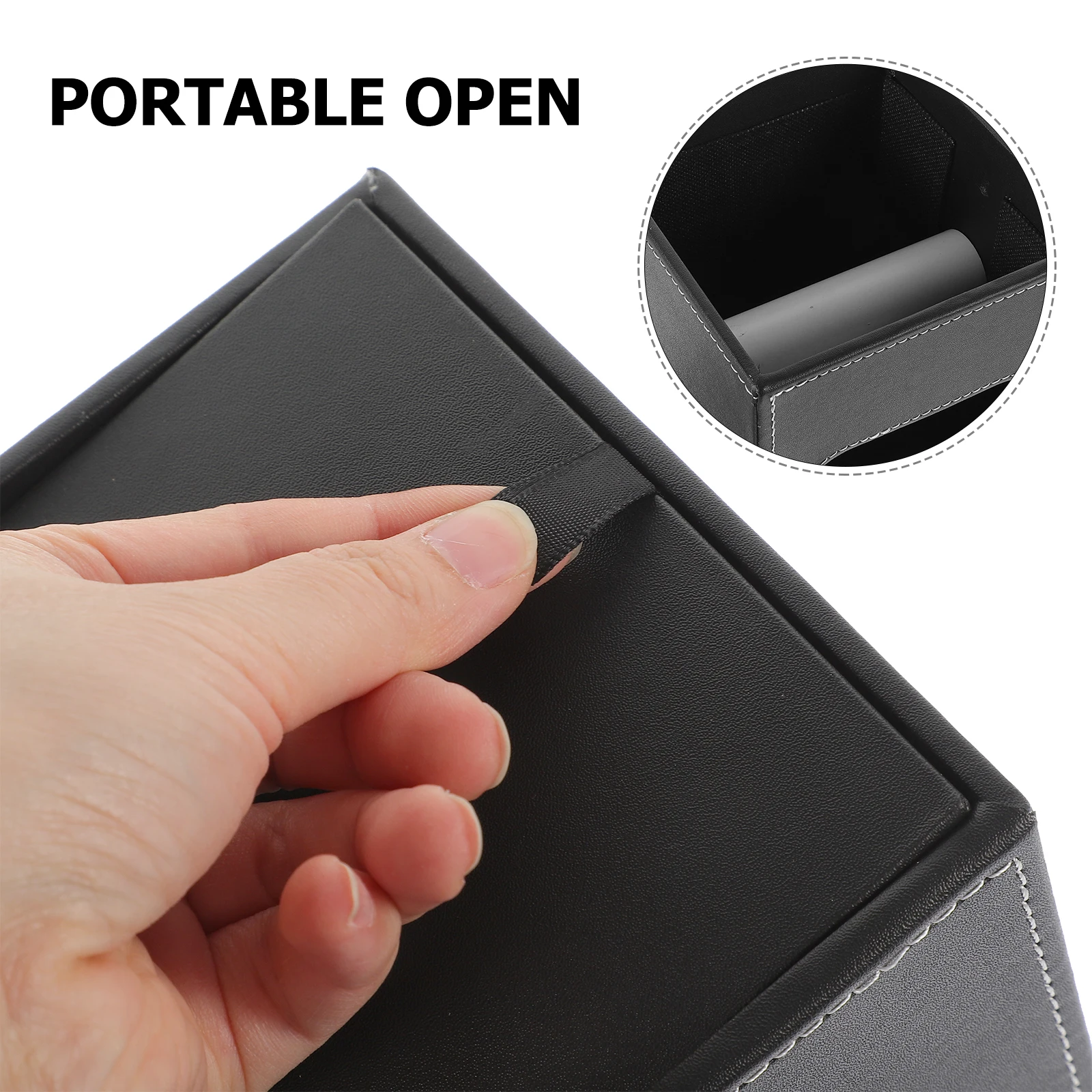 

PU Tissue Box Bathroom Roll Paper Holder Multifunctional Stylish Compact Storage Tissue Box Holder Paper Roll Dispenser