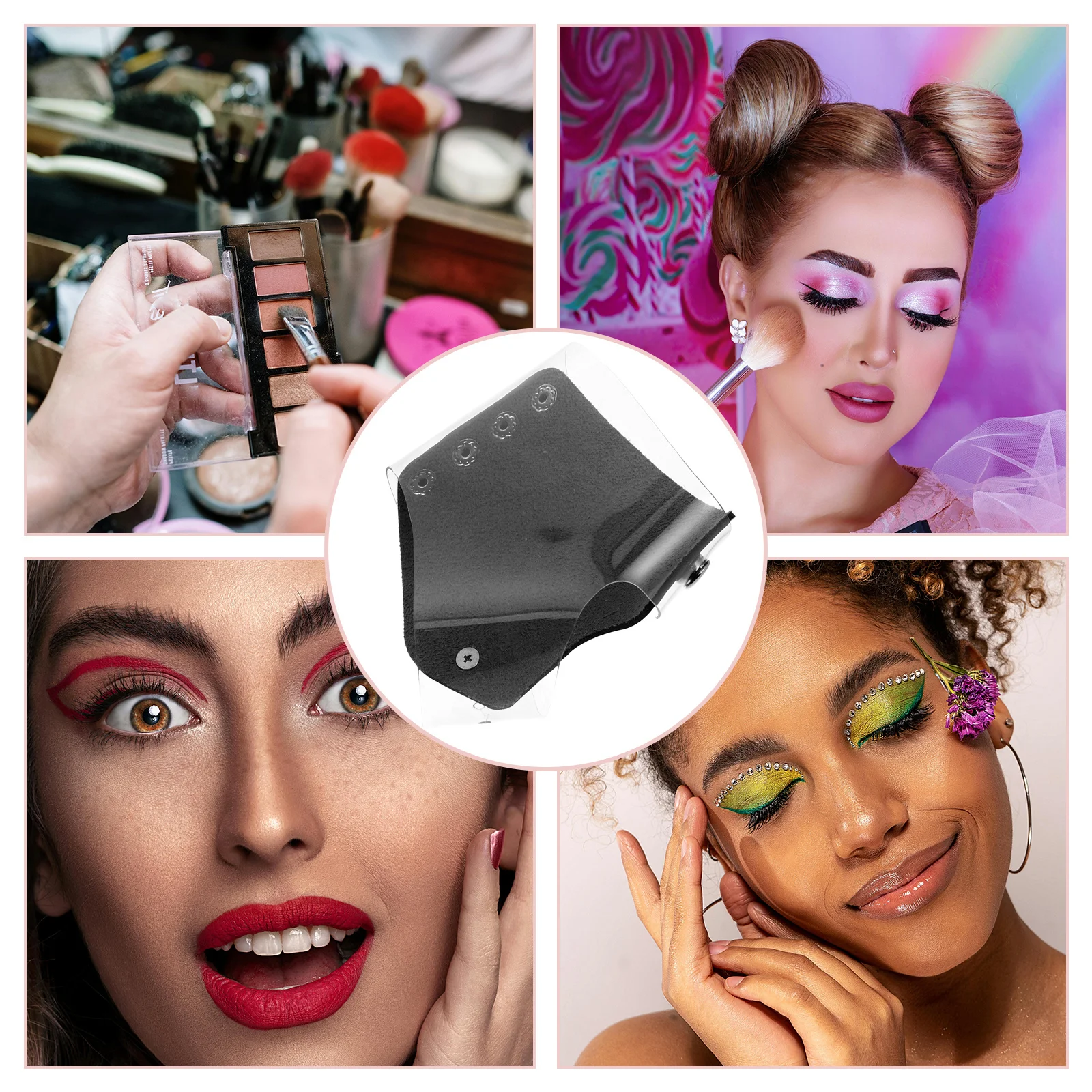 

Mixing Tray Handheld Plate For Foundation Eyeshadow Blending Durable Pu Material Portable Design Artists Professionals