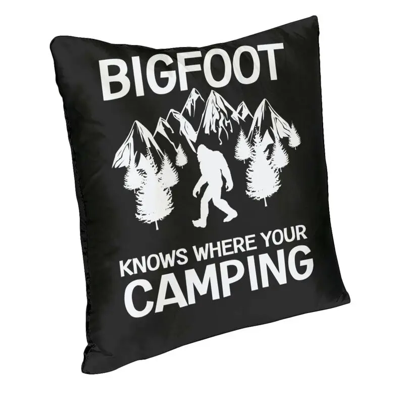 Bigfoot Knows Where Your Camping Pillow Cover Home Decor Sasquatch Cushion Case Throw Pillow for Sofa Double-sided Printing