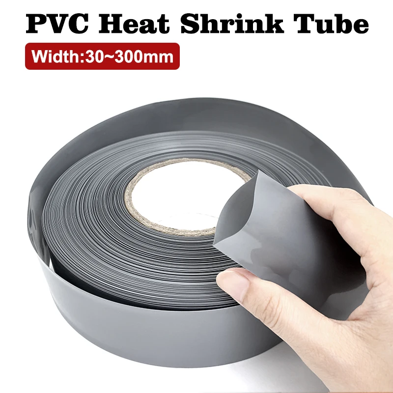 18650 Battery Pack sleeve PVC Heat Shrink Tube Gray Insulated Film Wrap 30mm-300mm Width Lithium Case Protection