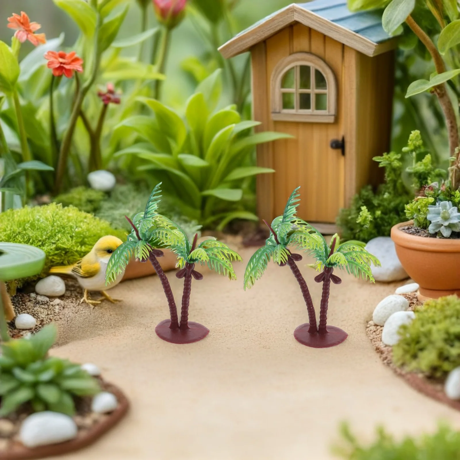 36 Stück Mini-Kokosnussbaum-Landschaftsdekoration für Sandtisch, Architektur, Miniaturbäume zum Basteln, gefälschter Topfbaum