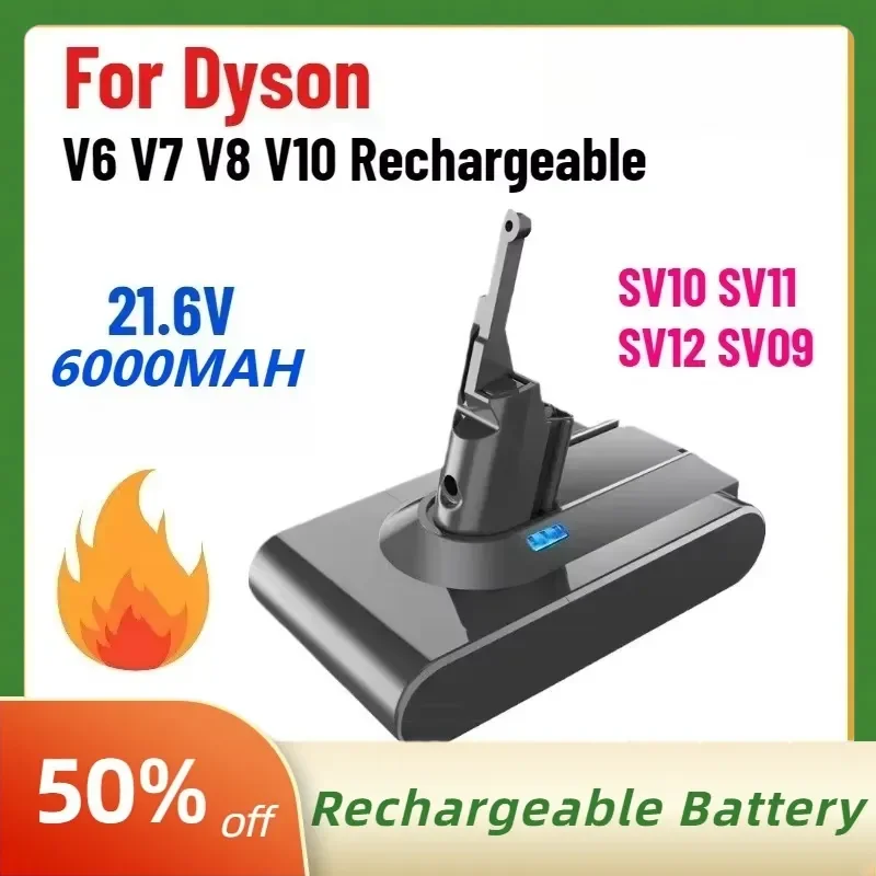 High-Quality 21.6V 6000mAh SV10 SV11 SV12 SV09 Vacuum Cleaner Battery DC58 Battery for Dyson V6 V7 V8 V10 Rechargeable