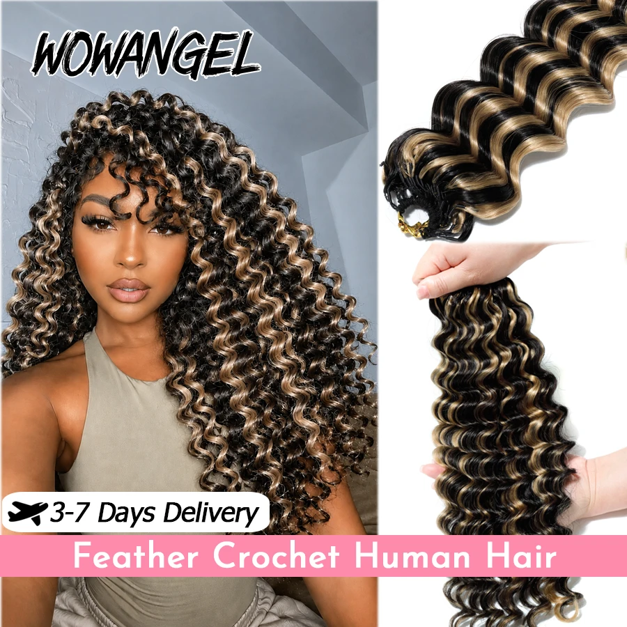 Extensions de cheveux humains WOWANGEL Loose Deep Wave pour crochet # 1/27 Mèches Miracle Knots pour tresses bouclées style bohème