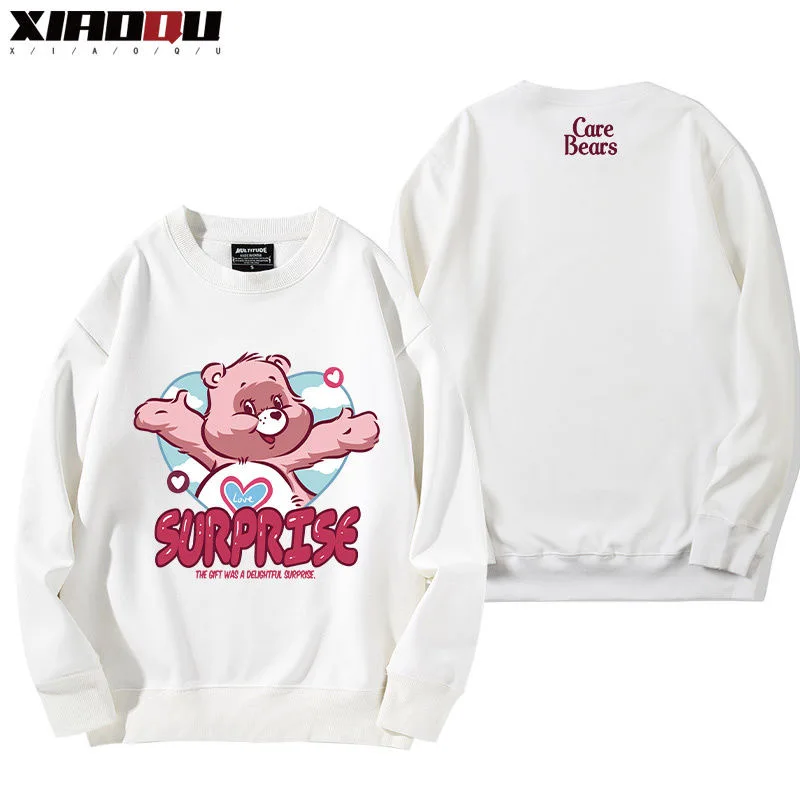 Cartoon Carebears Printed Hoodie 100% Cotton Rainbow Care Bears Pullovers Oversized Loose Sweatshirts Men Women Streetwear Tops