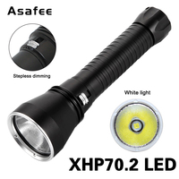 Asafee 100M Diving Flashlight 4000LM LED Scuba XHP70 Light IPX8 Waterproof Torch XHP70 LED Diving Flashlight Lantern Lamp