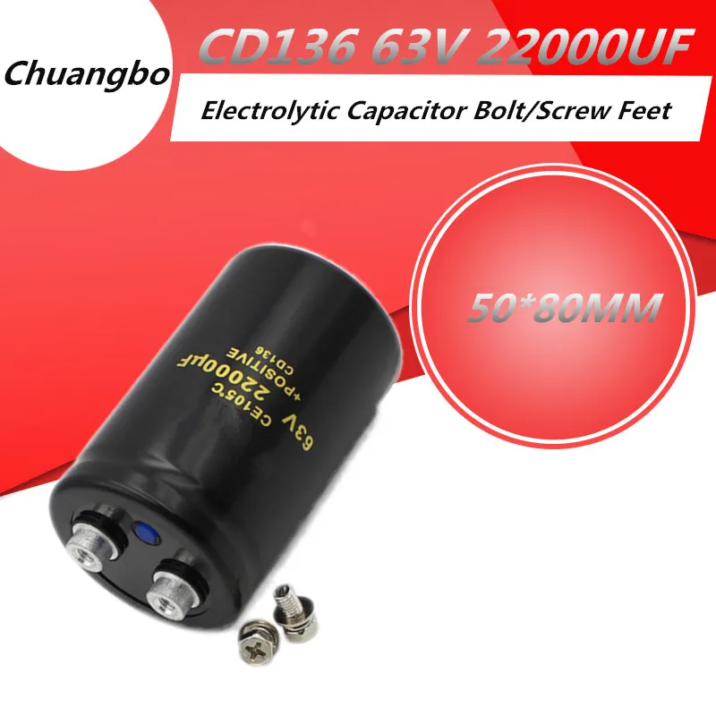 

1/PCS 63V22000UF 50*80MM 22000UF 63V Aluminum Screw Audio Filtering Electrolytic Capacitor 105℃ CD136