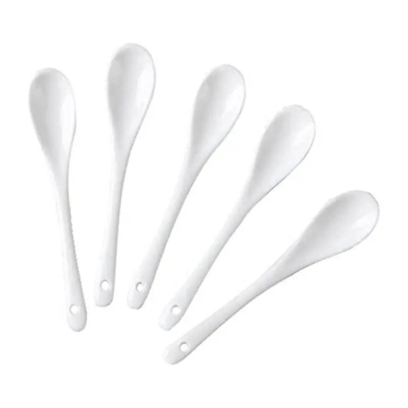 

A98E-25PCS White Porcelain Egg Spoons Spoons Coffee Spoon Dessert Spoon Mocha Dip Serving Spoon