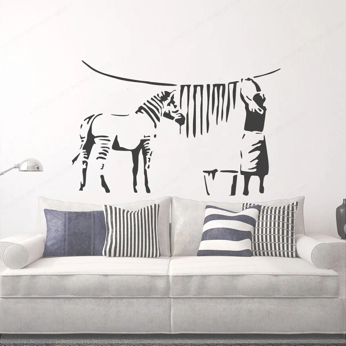 Stile europeo Banksy Zebra donna adesivi murali decorazioni per la casa ragazza Room Decor Sticker interni Home Art Decor murale rimovibile HL05