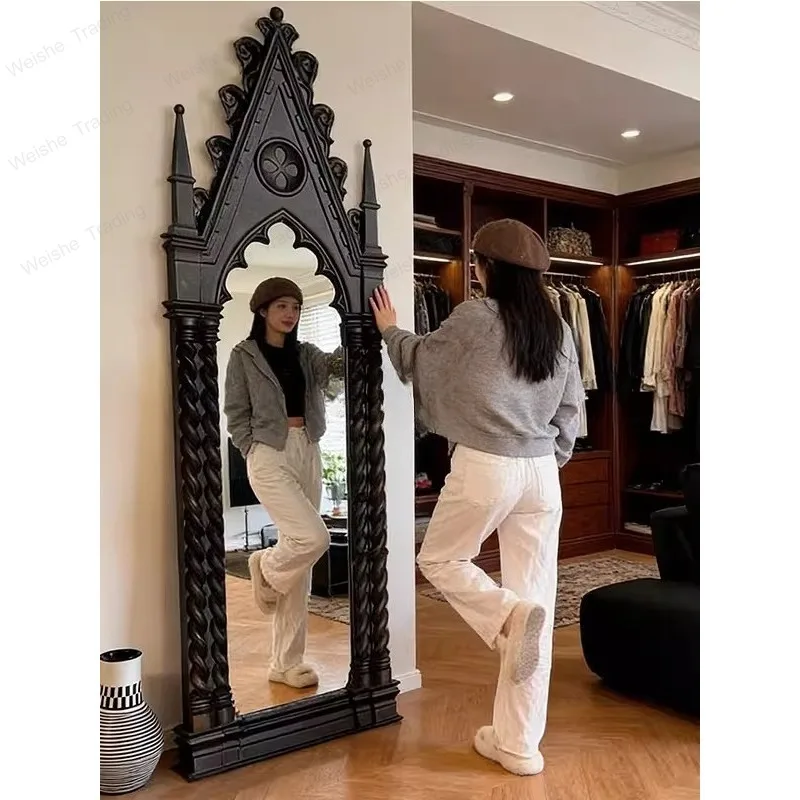 Full body mirror magic mirror French vintage floor art wall mount fitting American bedroom dressing mirror