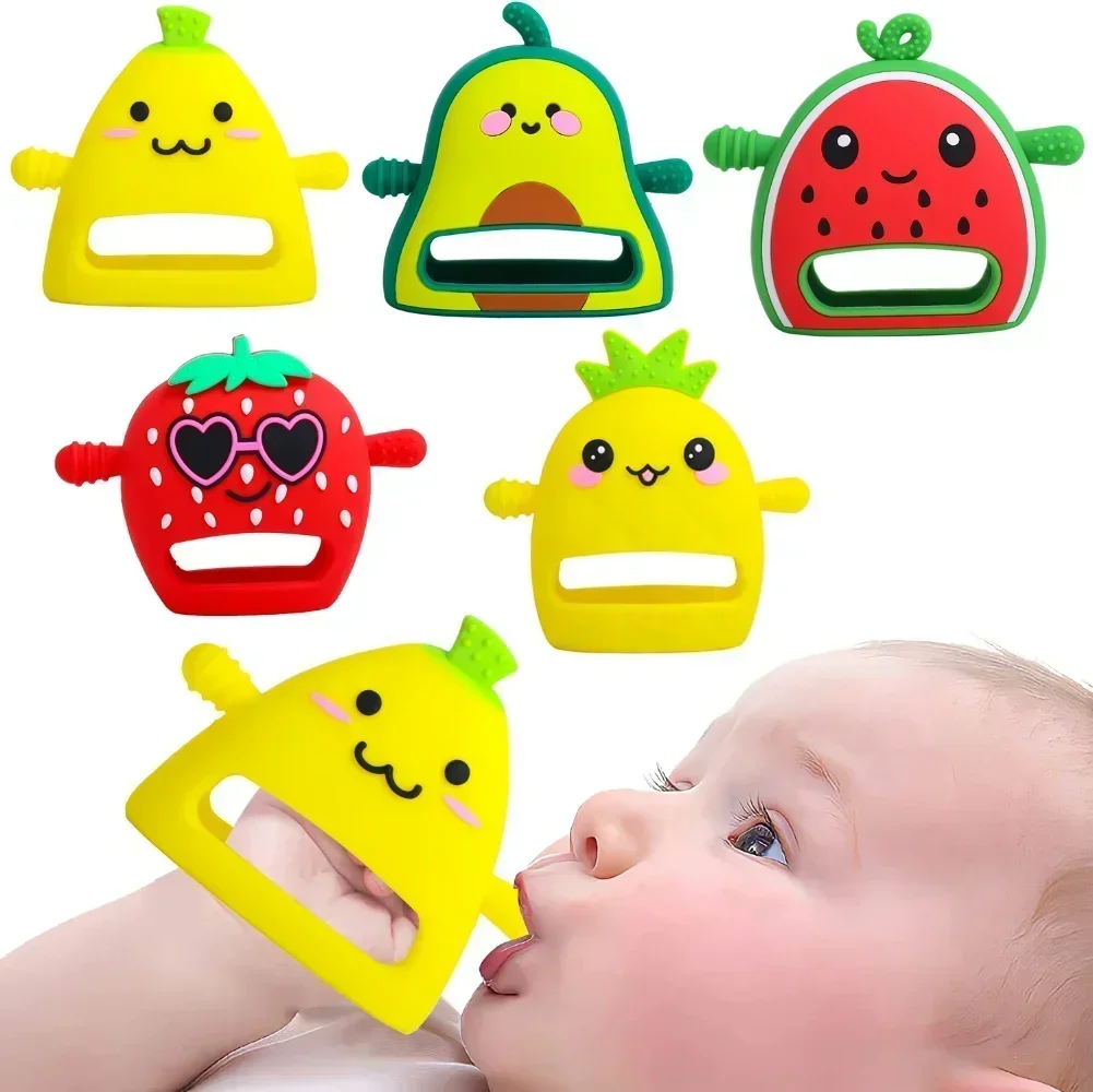 

Baby Anti Eating Hand Fruit Silicone Gloves Dental Glue Baby Tooth Grinding Stick Cartoon Comfort Bite Glue Toy Baby Accessories