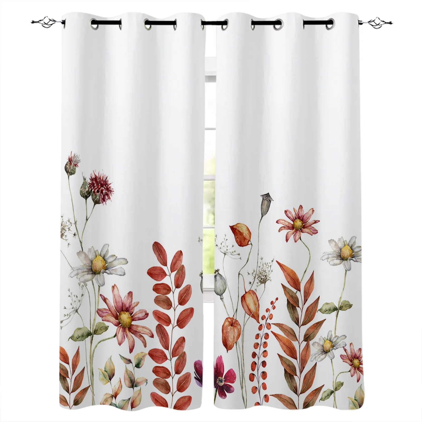 Thanksgiving Autumn Plant Wildflower  European Curtains for Living Room Festival Window Curtain Bedroom Drapes Window Panels