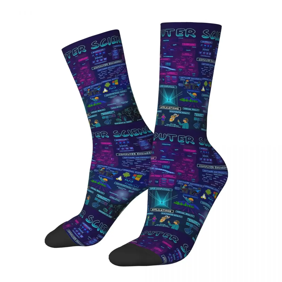 Map Of Computer Science Sock Printed Man Polyester