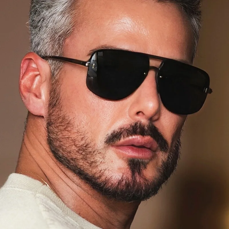 

T-shaped Double Beam Pilot Sunglasses Men's Fashionable Sunglasses UV Resistant Driving Sunglasses Outdoor Fishing