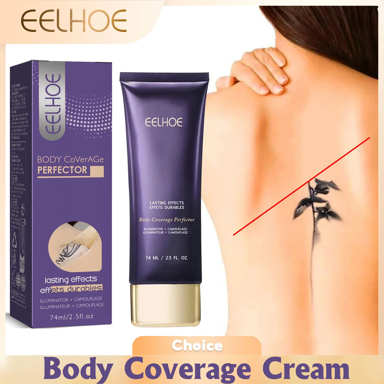 Eelhoe Body Coverage Perfector Repair Cream Covers Body Tattoo Scar Birthmark Moisturizing Whitening Invisible Concealer