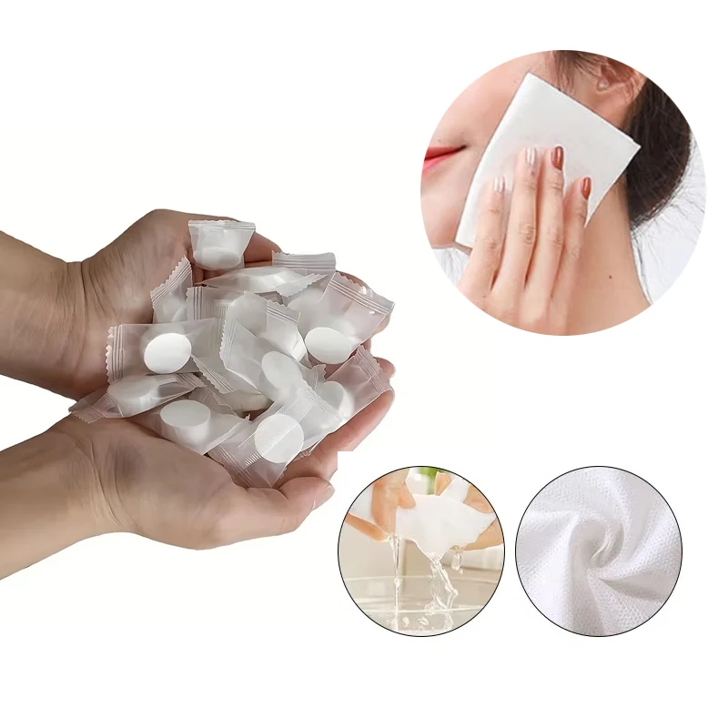 50pcs Portable Compressed Towel Disposable Face Cleaning Soft Compressed Hand Wipe Towel Non-Woven Makeup Wipes