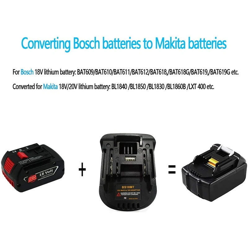 2Pcs BS18MT Battery Adapter Converter For  18V BAT619G/620 Battery Convert To For Makita 18V BL1860 Lithium Battery