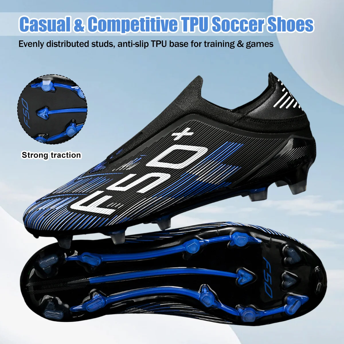 Unisex AG FG Football Shoes Durable Non Slip Studs Lightweight Soccer Cleats for Adult Players Outdoor Lawn Soccer - view 6