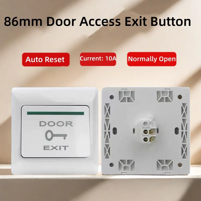 Auto-Reset 86mm Door Exit Button NO/NC Fireproof Push to Exit Switch for Access Control System & Electric Door Lock