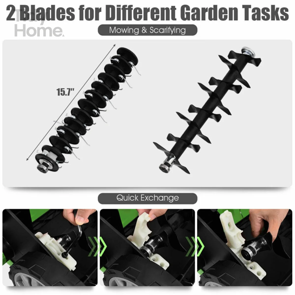 13 Inch 12 Amp Electric Scarifier with Collection Bag and Removable Blades Electric Lawn Dethatcher w/ 50L Collection Bag Green