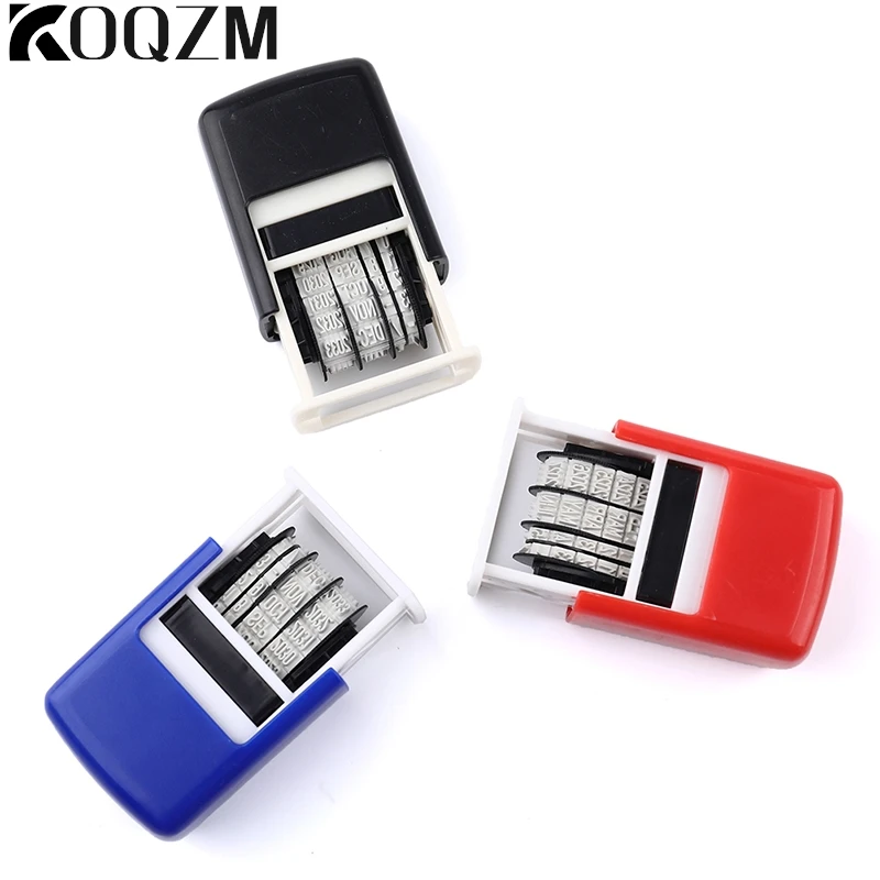 Mini Auto Tinta Selos para Material de Escritório Embossing, Back Ink Data Stamp, DIY Grip Conta Conjunto Almofada De Tinta