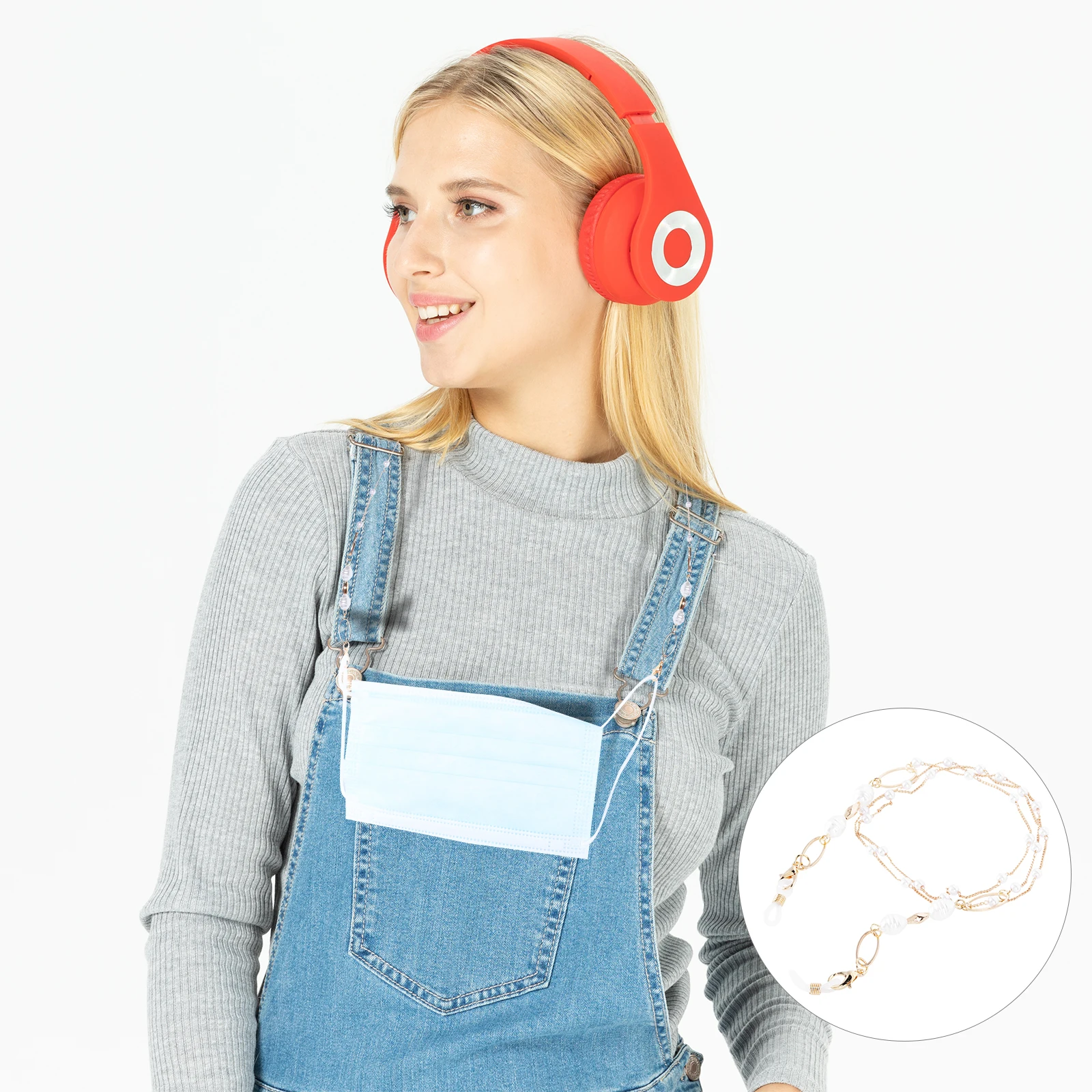 

Pearl Glasses Chain Copper Metal Artificial Pearls Strong Workmanship Easy Install Remove Sports Running Hiking Cycling Mask