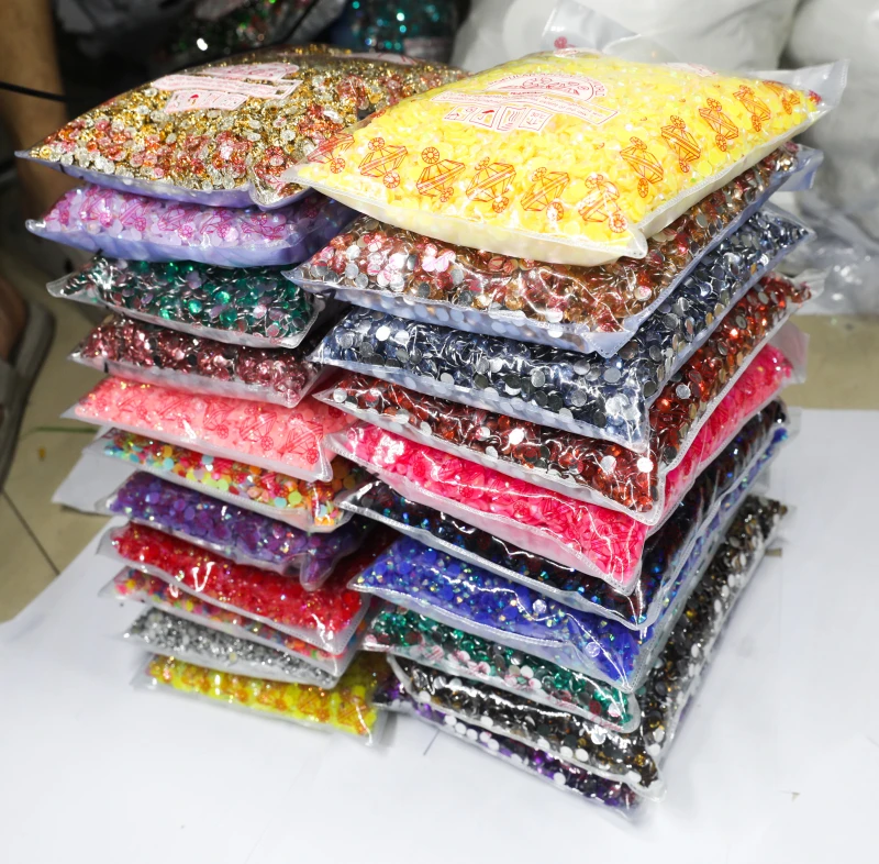 แพคเกจใหญ่ 2-6 มม.ขนาดผสมเรซิ่น Crysta Jelly ABnon hotfix Rhinestones Flatback พลาสติกตกแต่งเล็บเสื้อผ้า DIY
