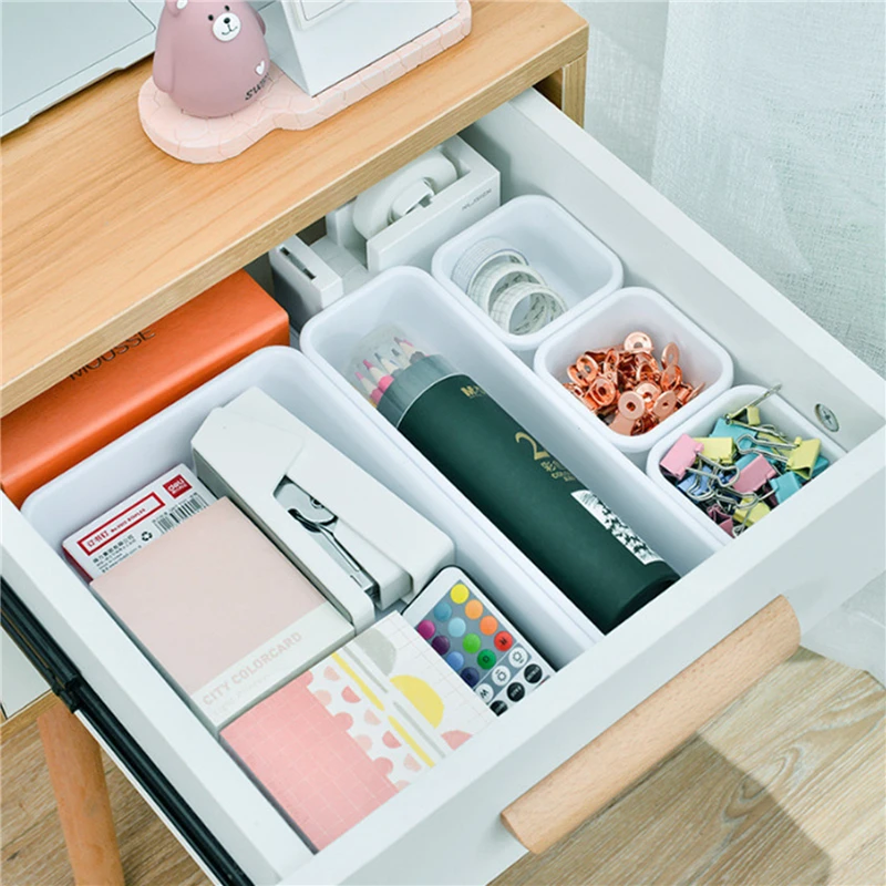 8pcs/set Adjustable Drawer Organizer Box Trays Make Up Cosmetics Sundries Divider Holder Kitchen Bathroom Closet Jewellery Box