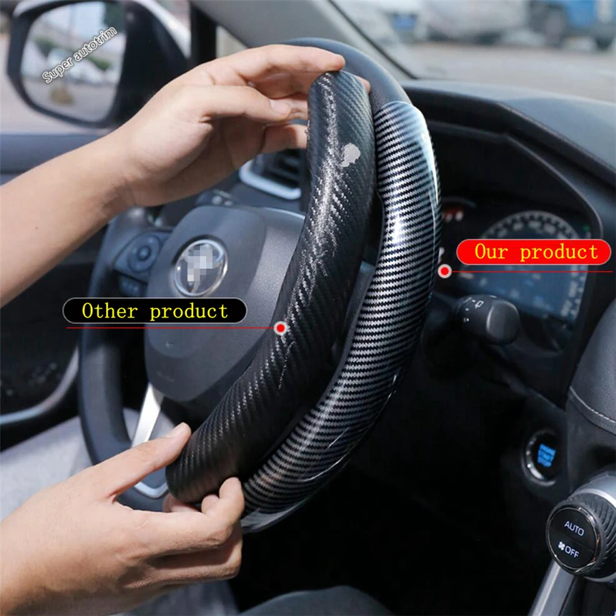 

Lapetus Universal Steering Wheel Cover Carbon Fiber / Red / Blue For Honda FIT Jazz CRV HR-V Accord Civic 2015 - 2022 Interior