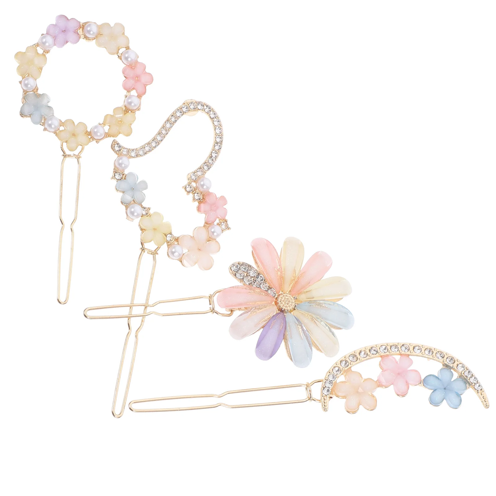 

4pcs Flower Clip Hair Accessories Rhinestone Clips Elegant Hairpin for Girls Decoration Wedding Party Banquet