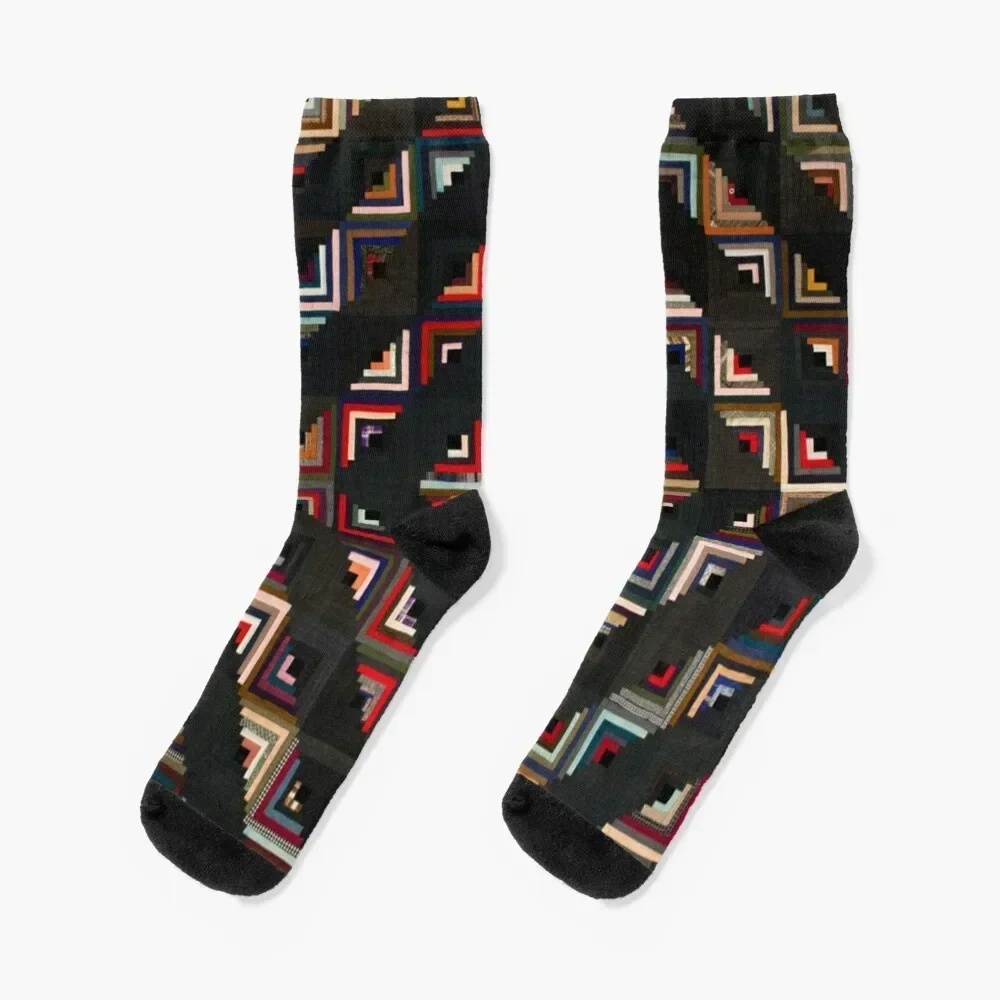 Log Cabin Quilt Socks cotton sports stockings Argentina anime Mens Socks Women's