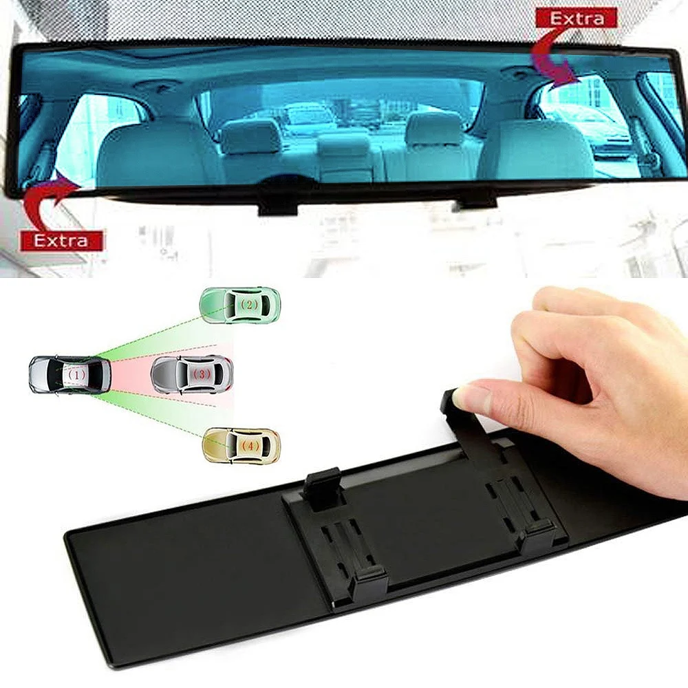 11.8 Inch 300mm Blue Surface on Universal Fit Wide Angle Panoramic Auto Interior Rearview Mirror