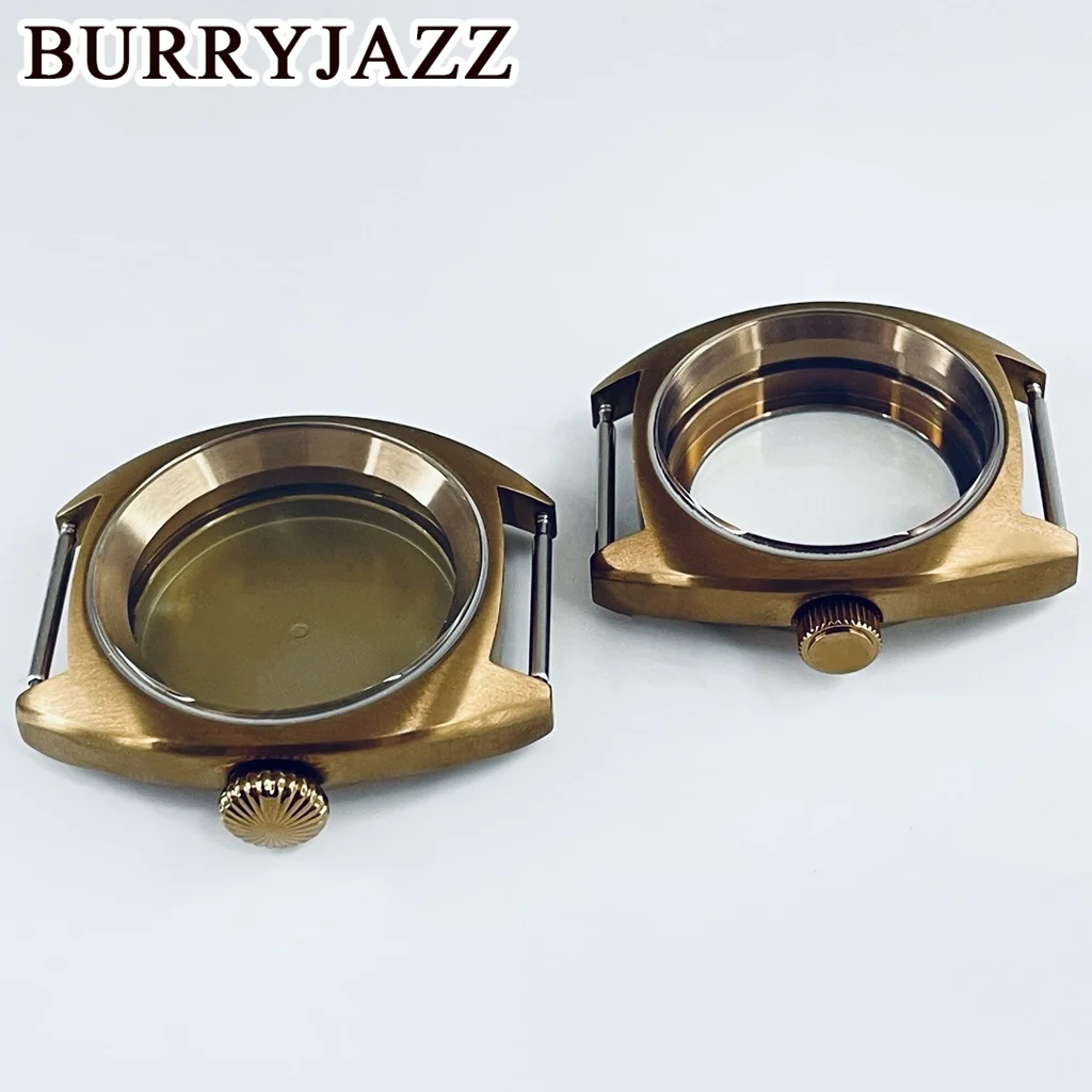 BURRYJAZZ-caja de reloj con movimiento, accesorio resistente al agua con corona grande/corona pequeña de zafiro, 36mm/39mm, compatible con NH34, NH35, NH36, NH38, ETA2824, PT5000