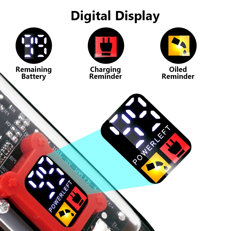 ماكينة تشذيب الشعر الكهربائية الشفافة للرجال ماكينة تشذيب الذقن المهنية كليبرز قابلة للشحن مزودة بمنفذ USB ماكينة قص الشعر كليبرز للحلاقة