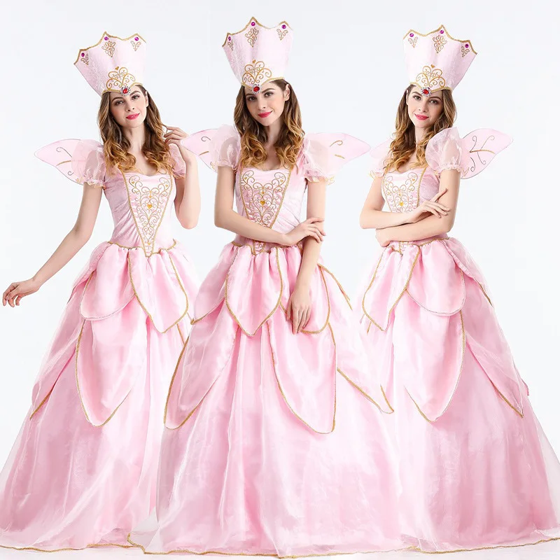 Halloween Pink Fairy Angel Princess Costume Adult Fairy Tale Godmother Outfit Party Stage Performance Fancy Dress