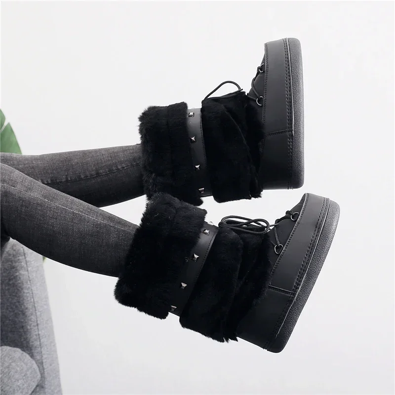 New Fashion Winter Warm Women Snow Boots Cold-proof Ski Warm Mid-calf Space Slip-resistant Cotton Shoes