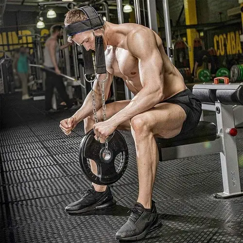 Imagen 2 del producto Arnés de cabeza para entrenamiento de cuello, gorro con soporte de peso, correa de ejercicio ajustable para fuerza corporal, entrenamiento de potencia muscular para el cuello, gimnasio y Fitness