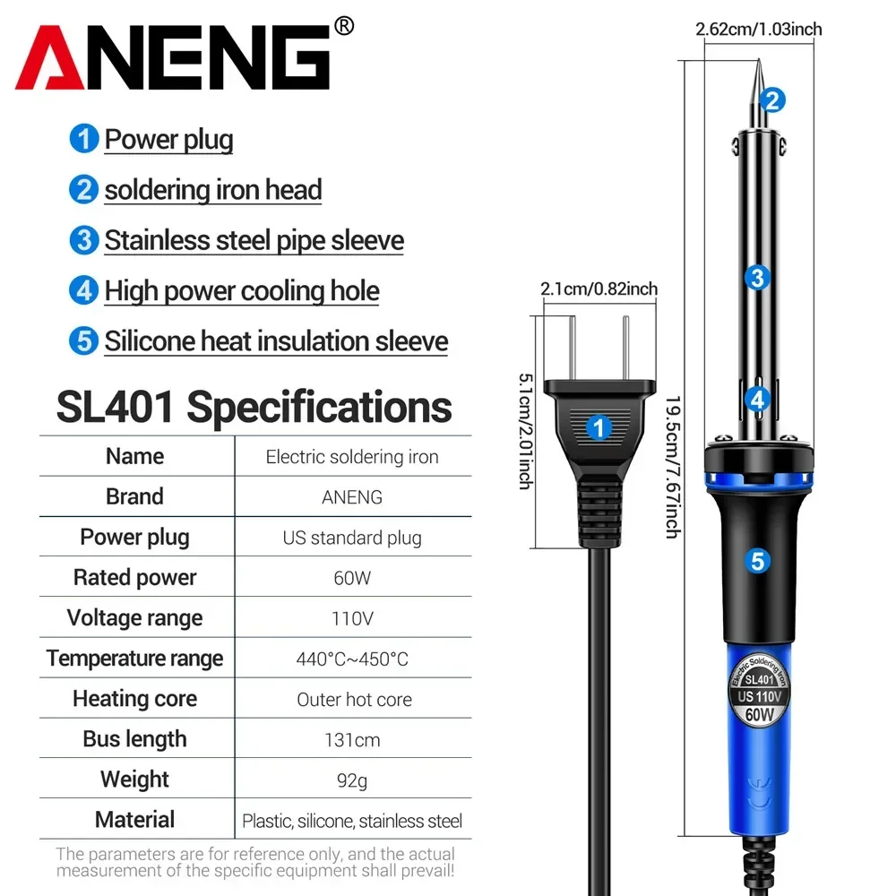 ANENG SL401 Saldatore Elettrico 30/40/60W US/EU Plug Tester Punte di Stagno Riparazione Strumenti di Saldatura Rilavorazione Strumento di Intestazione Stazione di Saldatura