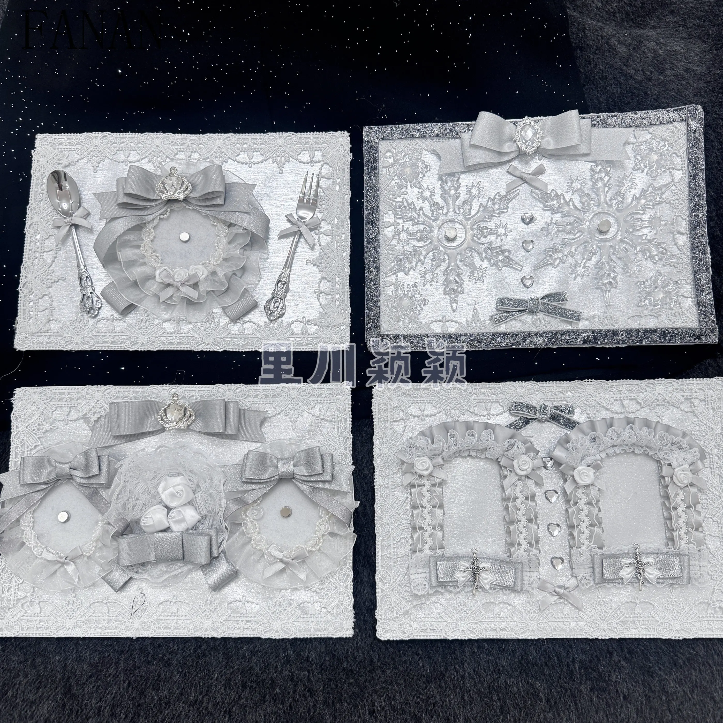 Satin Silver Pain Board Lolita Style Bag Accessories Ribbon Pain Daily Tying Boards Shiny and Exquisite Finished Pain Boards