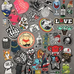 Punk Sticker Jacket Iron-on Transfers for Clothing Anime Patch Funny Cartoon Sewing Clothes Hooks DIY Textile Backpack