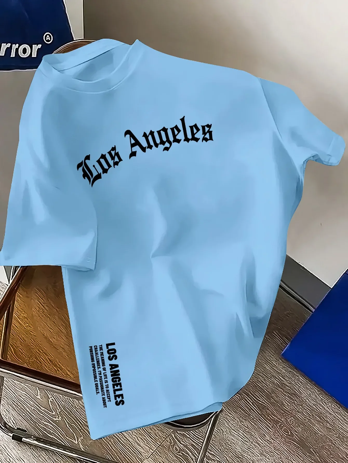 Summer luxury streetwear brand 100% pure cotton fashion Los Angeles letter print T-shirt, loose and fashionable casual T-shirt image 5