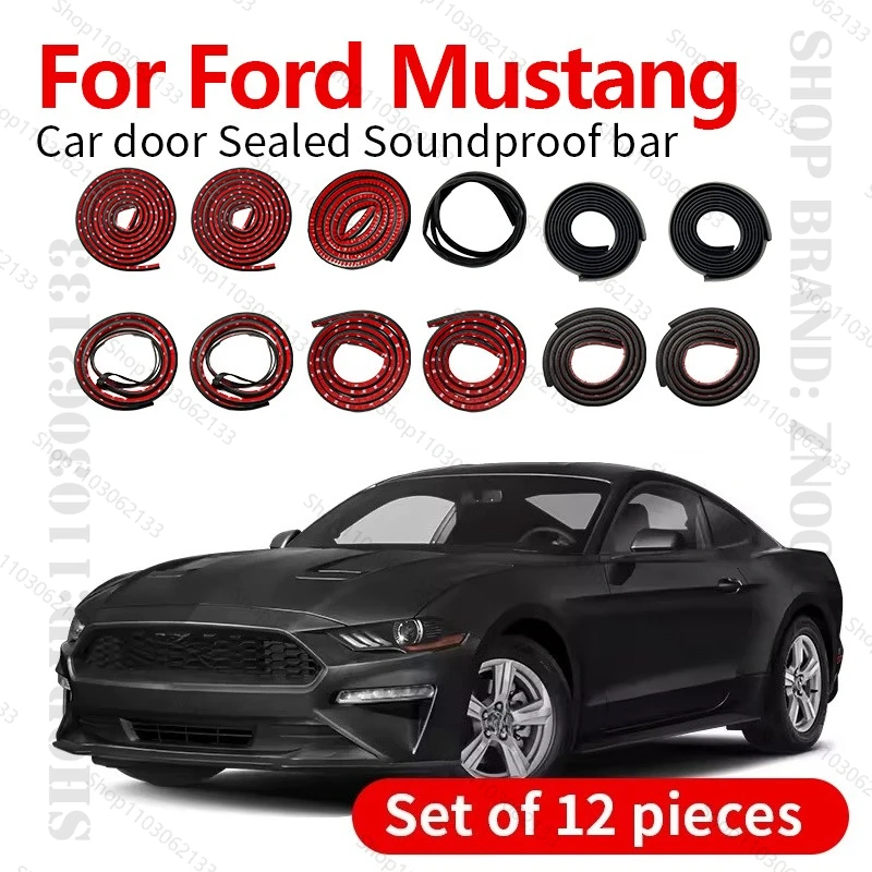 For 1964-2025 Ford Mustang Car Door Seal Strip Rubber Double Layer Sealing Protector Soundproof Dustproof Seal Strip 12PCS Set