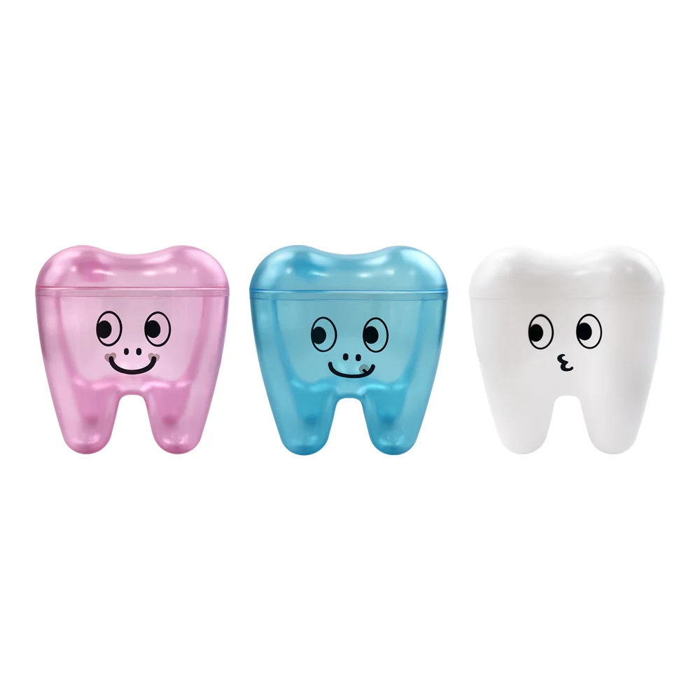 1Pcs Cute Tooth Shape Plastic Dental Desktop Flosser Storage Box Organizer Keychain Holder Dentistry Clinic Office Ornament Gift